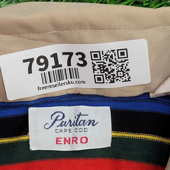 Vintage Puritan Stripes Polo Shirt Womens M/L 18x27 ENRO - Picture 6 of 12